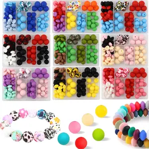 79pcs Silicone Beads Assorted Patterns, Includes 15mm and 12mm Flat Silicone Beads, Perfect for Keychains and Pen Bracelets Crafts, DIY Galaxy Beads