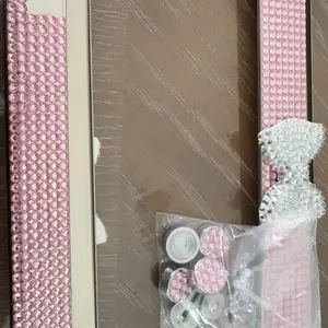 2 Pack Bling License Plate Frame, Rhinestone Premium Stainless Steel License Plate Frame, Facets Clear Color Rhinestone Crystal, Girly Car Accessories Automotive Vehicle