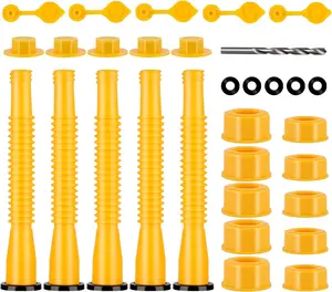 5 Kit Gas Can Spout Replacement, Flexible Pour Nozzle for 1/2/5/10 Gallon Gas Cans, Fuel Can Spout Replacement (Yellow)