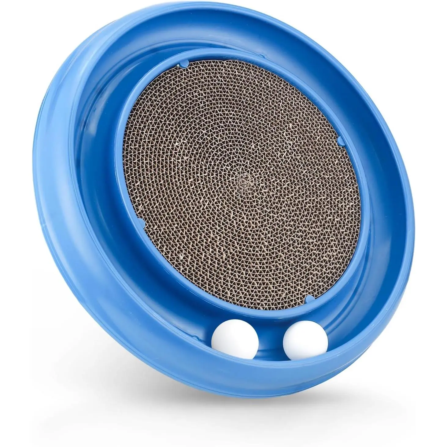 Ball-shaped cat scratching board, used for claw sharpening, round interactive cat scratching toy, cat ball track scratching mat, suitable for cats to exercise and play (blue)