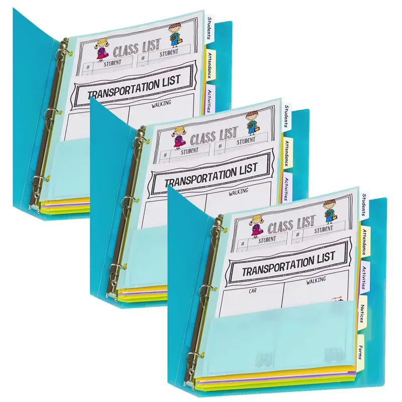 Multi-Compartment Plastic Binder Index Dividers, 5-Count with Table for Grade 1 Students, Multi-Color - 3-Pack Binder Accessories, Multi-Compartment Binder Accessories, Plastic Binder Accessories
