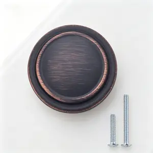 Oil Rubbed Bronze Cabinet Knobs, 1.25-Inch Diameter, Straight Top Design, 25-Pack, Kitchen Hardware Pulls, Drawer & Cupboard Handles, Matte Finish