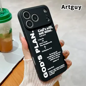 Straight Edge Phone Case for iPhone 17 16 Pro Max 15 Plus 14 13 12 11 Air XR E XS Divine Plan Inspire Pattern Shockproof Silicone TPU Bumper Drop Protection Soft Cover
