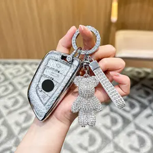 For BMW Key Fob Cover with Keychain Soft TPU Key Case Shell Compatible withX1 X2 X3 X5 X6 X7 and 1 2 3 4 5 6 7 8 Series Key Fob Protector