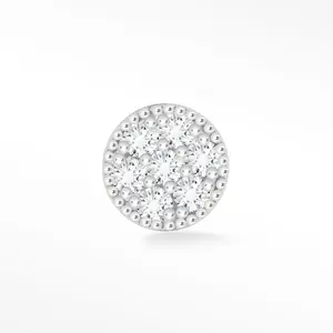 Glazed Donut in Diamond 14K White Gold Flat Back Stud Earring
