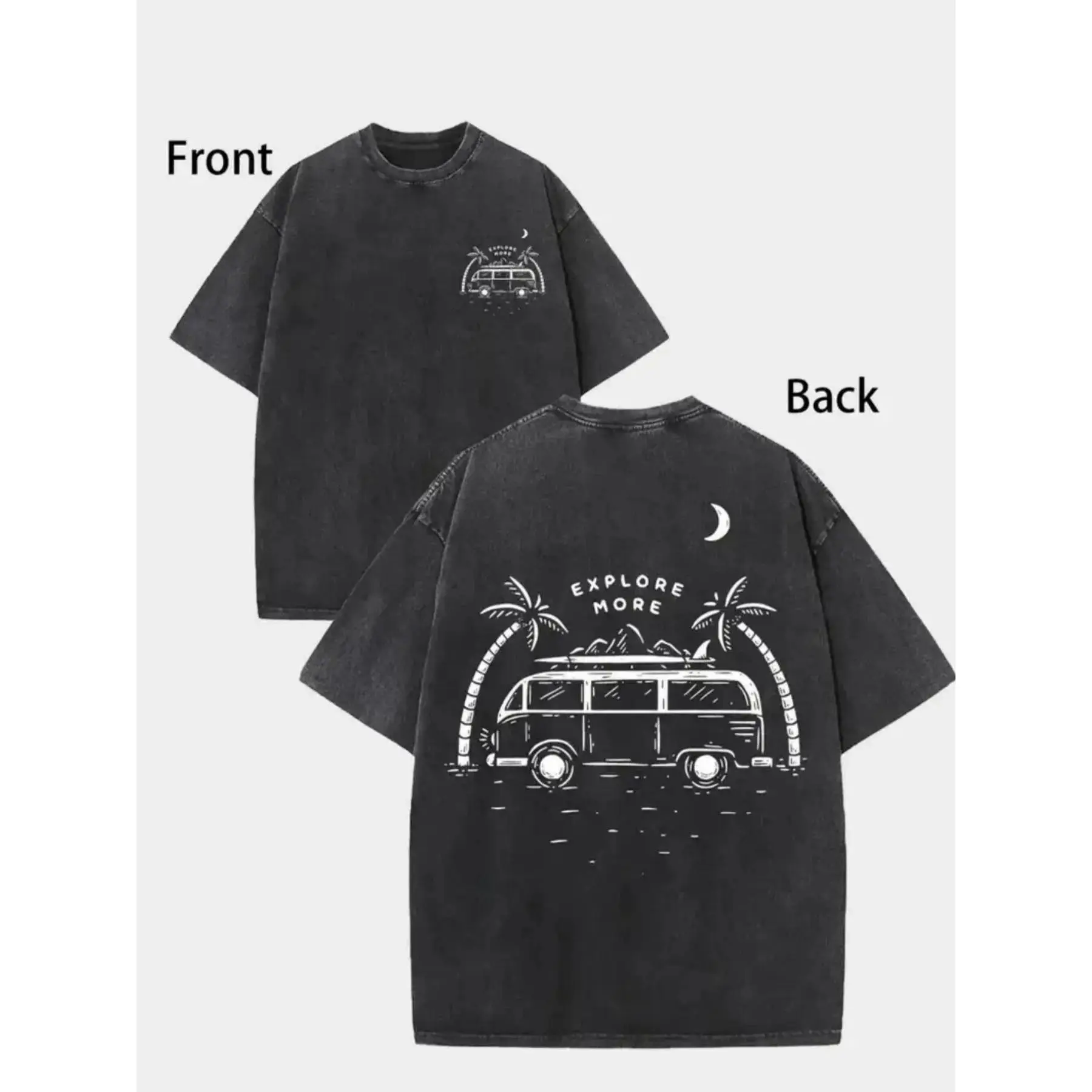 Vintage Washed Graphic T-Shirt for Men, Heavy-Weight 100% Cotton Oversized Tee with Retro Double-Sided Print, Casual Streetwear, Tshirt, Graphic T Shirts, Top, Round Neck, Shortsleeve, Casual Fit, Vintage T-Shirts
