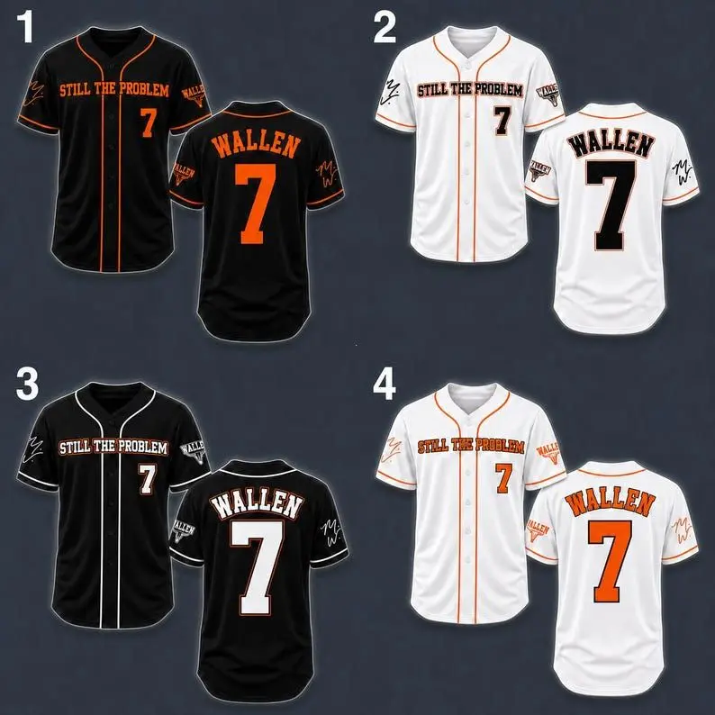 Still The Problem Baseball Jersey, Orange Black Number 7 Button Up Shirt, Unisex Country Concert Outfit