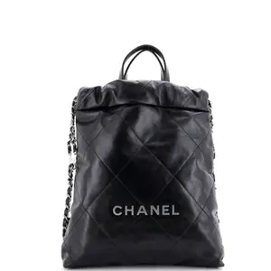 Pre-owned CHANEL Leather Backpacks 22 Chain Backpack Quilted Calfskin Medium by Rebag