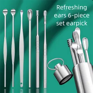 6 Counts/Set Ear Wax Removal Tool Set with Storage Tube,Ear Cleaning Kit Ear Spoons Ear Picks Curette,Ear Wax Remover Tool,Earwax Cleaning Supplies.