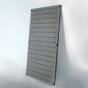 Signature Series Gun Metal Grey Textured Matte Steel Pegboard Panel - Vertical 32in x 16in