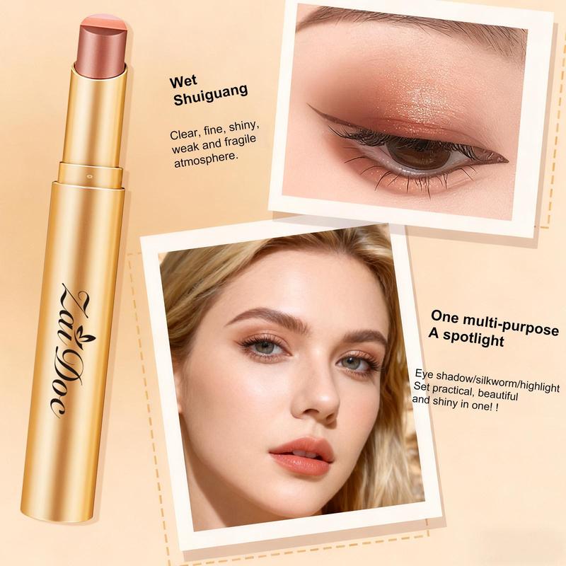 3-in-1 Easy Eyeshadow Stick for Beginners,SmudgeProof in Seconds, One-Stroke Application,Creamy Shimmer Trio Eyeshadow Stick Waterproof Longwear Liquid Eyeliner Color Changing Lip Oil Trio Waterproof Shiny Diamond Eyeshadow