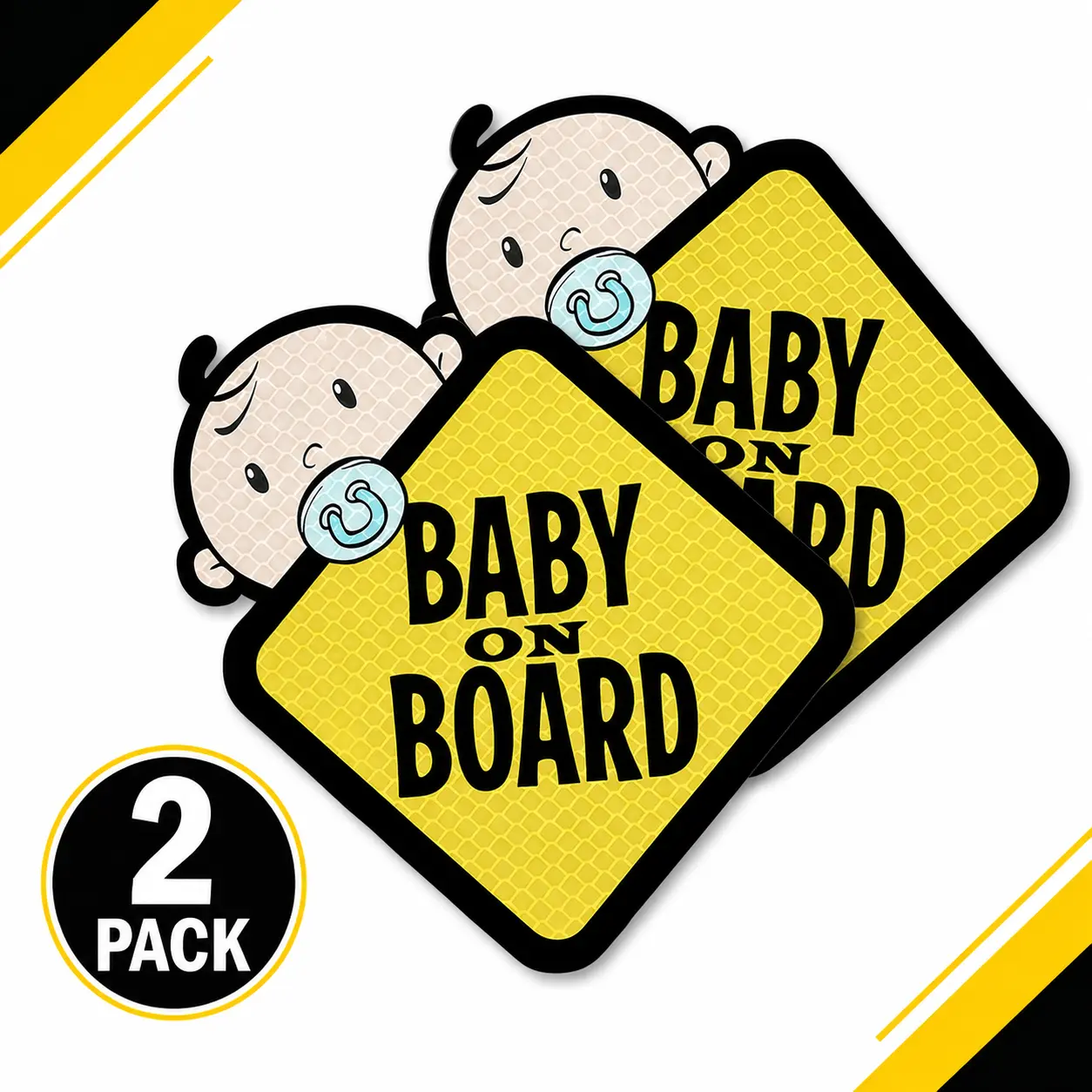 2Pcs Durable Water Resistant Baby On Board Vinyl Stickers - Car Safety Alert Decals for Parents and Families with Infants, Branding & Decoration for Car, Window Decal Furniture Stickers