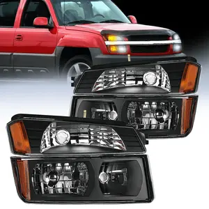 Nilight 2002 2003 2004 2005 2006 Chevy Avalanche Headlight Assembly Black Case Amber Clear Reflector