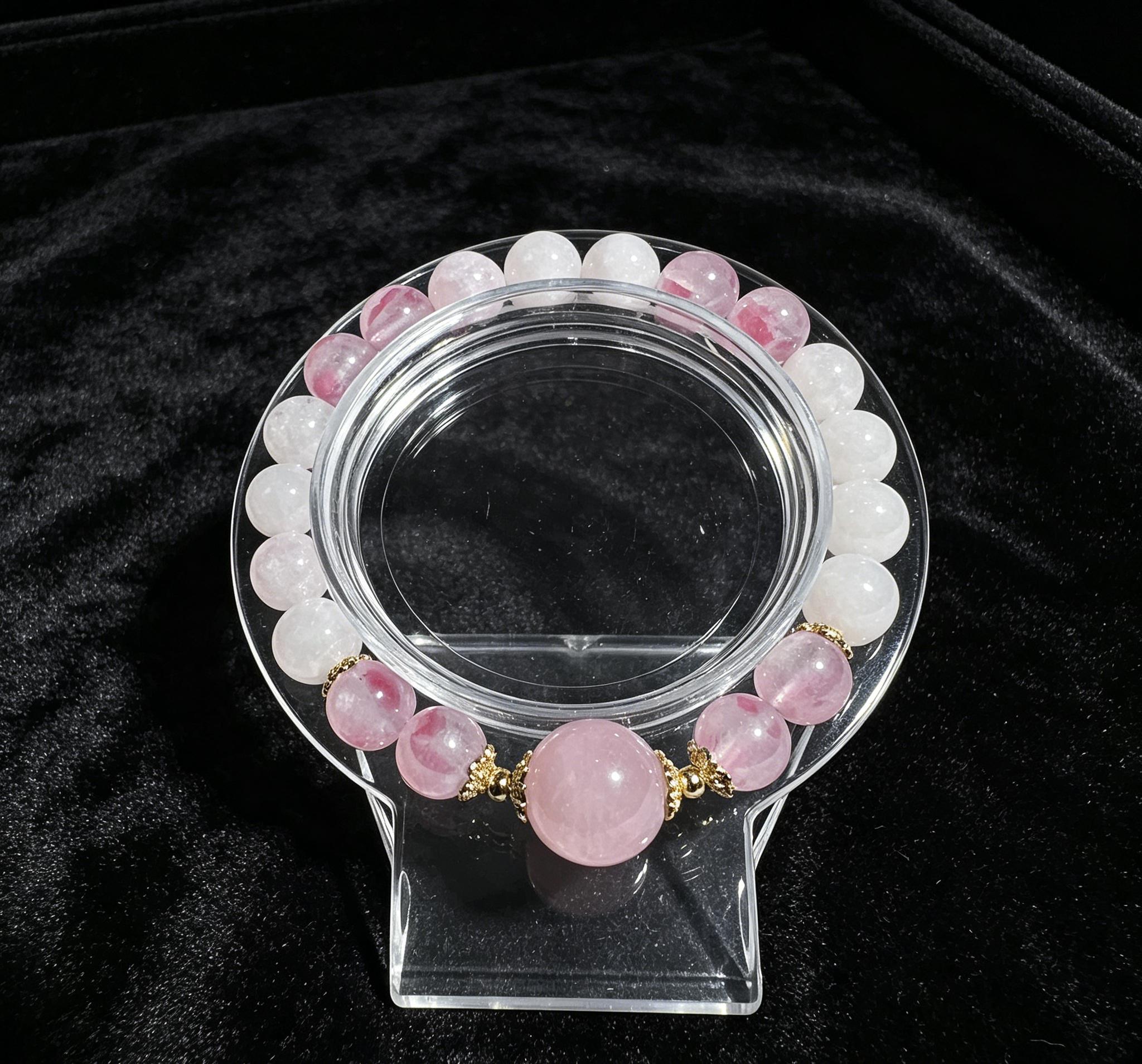 Natural Rose Quartz & Clear Crystal Beaded Bracelet, Handcrafted Healing Crystal Bangle, Spiritual Energy Jewelry for Daily Wear, Meditation, Dating & Casual Outings, Elegant Star Charm Wristband Gift for Her