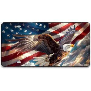 American Flag Eagle Front License Plate 6x12 – Patriotic Aluminum Vanity Tag for Car Truck SUV – USA Novelty Metal Cover with 4 Holes