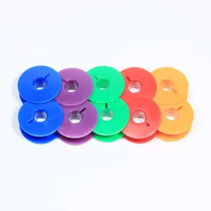 10pcs Plastic Embroidery Bobbins For Industrial Flatbed Sewing Machines, Random Color Thread Spools For Electric Sewing Machines