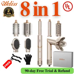 FusionAir DIY HairStyler Airstyler Champagne Gold 90-Day Free Trial & Refund 2 Year Warranty 110000RPM HairCurler + HairStraightener + HairDryer + HotAirBrush + LowTemperatureHairCare Multi-Function Purple Hair Care Set