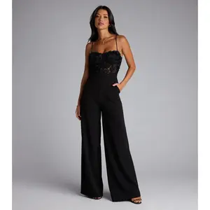 Bare Necessities Floral Applique Corset Jumpsuit
