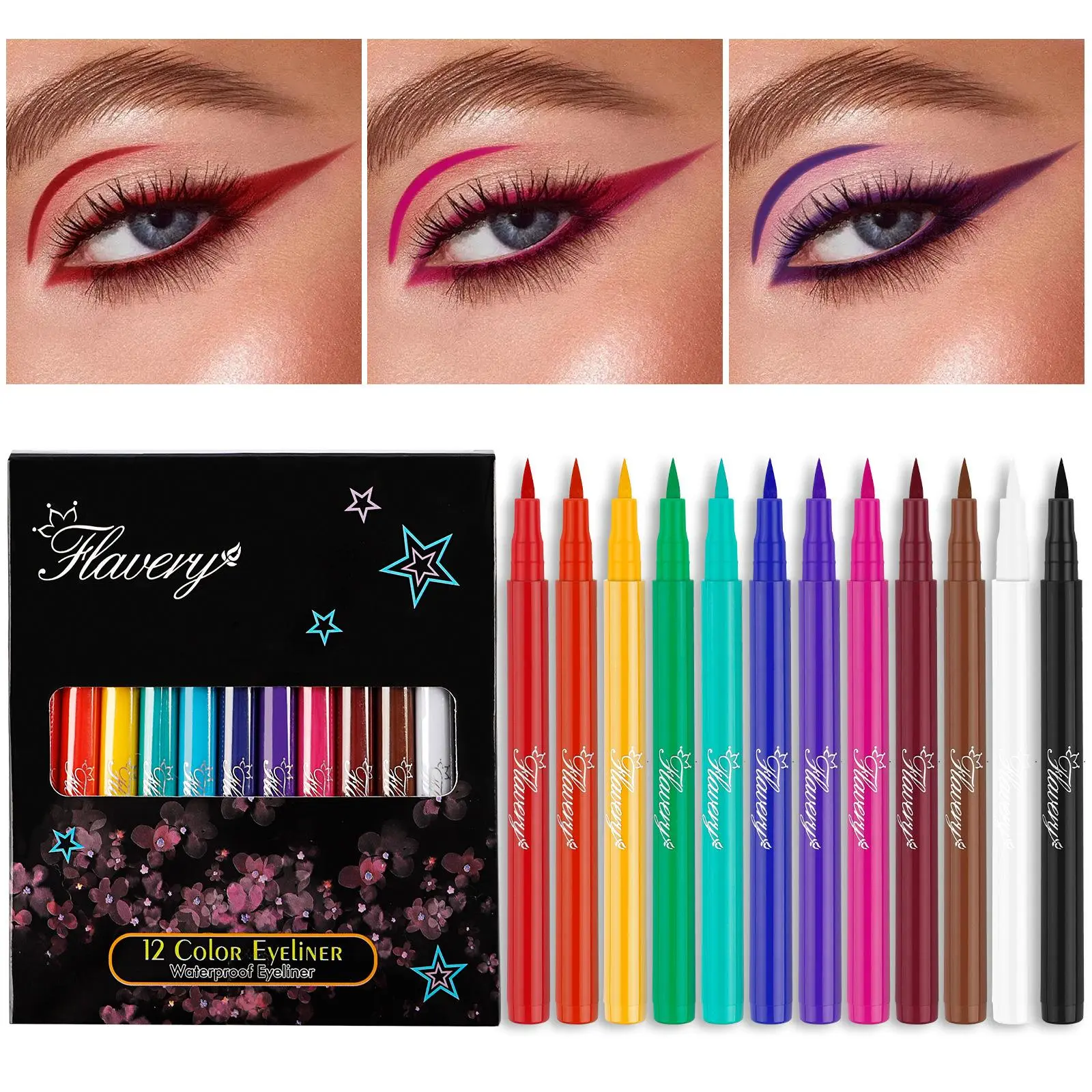 12-color Eyeliner Pencil, Matte Eyeliner Liquid Set, Rainbow Colors, Long-lasting Colored Eyeliner Pencil, Matte Eyeliner Pencils, Eye Makeup Products