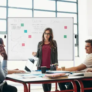 White Magnetic Rolling Whiteboard | Modern 360° Rotating Height Adjustable Board for Classroom, Studio & Home Office #ClassroomOrganization #ModernOffice