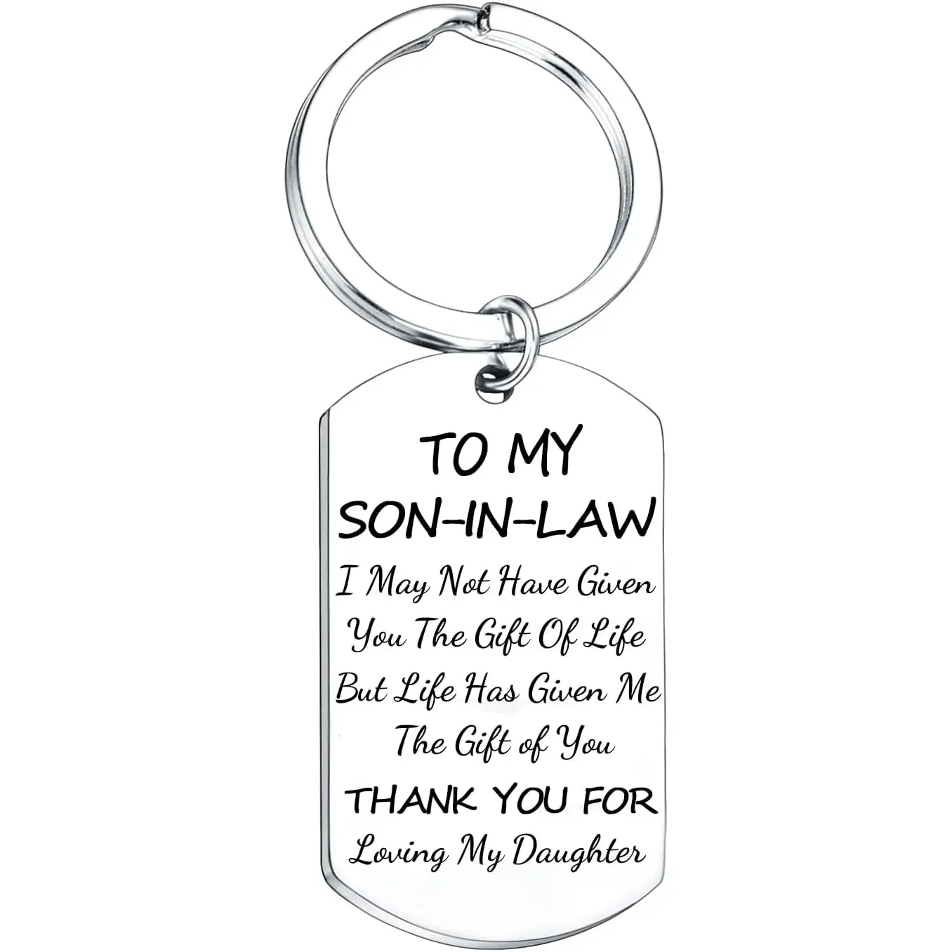 Son-in-Law Keyring - Father's Day, Wedding, Christmas, Birthday, Appreciation, Engagement Gift Ideas From Mother or Father of Bride