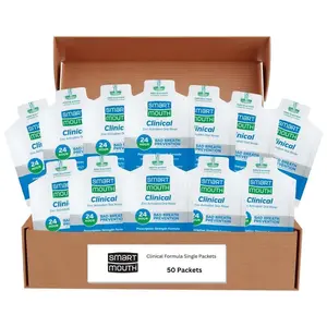 SmartMouth Clinical Zinc Activated Mouthwash Travel Pouches - 50 count, Single Mouthwash Packs Oral