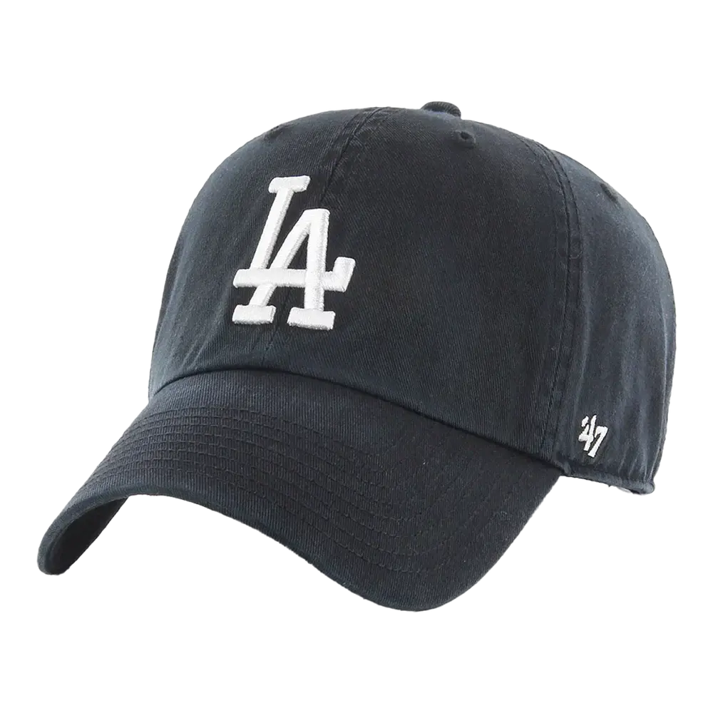 47 Brand Clean Up Los Angeles Dodgers Strapback in Black | Adjustable Cap