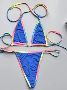 Women's Adjustable Strap Bikini Set, Sexy A-Type Swimwear with Colorblock Design, Ultra-Thin Mini Swimsuit for Fun Beach Days, Swimsuit Style Bikini, Bikinis Sets