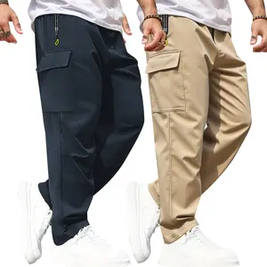 2PCS Men's Multi-Pocket Zip-Up Joggers - TikTok Shop Exclusive Deal, Casual Everyday Wear, Stylish & Functional, A Must-Have For Men, Solid Color Casual Cargo Pants