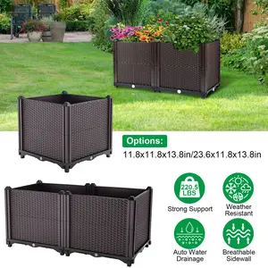 Raised Garden Bed Plant Growth Box with Self-watering System for Garden Patio Balcony Elevated Planter Box for Flowers Vegetables Herbs
