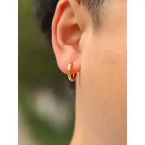 Fashionable And Popular 1pair Men Minimalist Stainless Steel Round Hoop Earrings For Jewelry Gift And For A Stylish Look