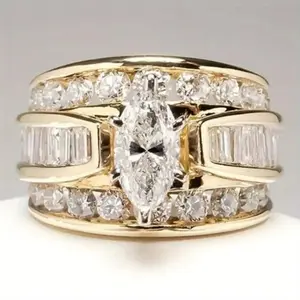 Elegant Shining Cubic Zirconia Ring – Perfect for Weddings Engagements Promises and Bridal Eternity Moments Ideal Gift for Anniversaries Valentine’s Day and Christmas Double Layered Ring