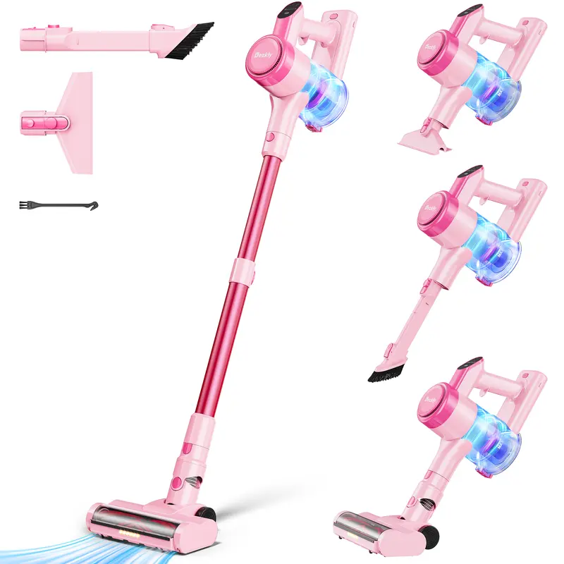 Dezkly Cordless Vacuum Cleaner, 300W 23KPa Lightweight Stick Vacuum with 48mins Runtime Battery, 3 Suction, LED Display, Powerful Vacuum Cleaner with Sofa Brush for Hard Floor/Carpet/Pet Hair/Car 0