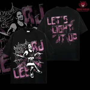 AJ Lee Love Bites Back Collection Heavy Cotton WWE Double Sides Unisex T-shirt For Wrestling Fan AJ Mendez Return Apparel Menswear Womenswear Gift For Fans DTG Breathable Printing Classic Soft