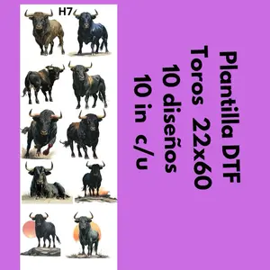 Bull DTF Gang Sheet 22x60 – Western Rodeo Design – Ready to Press – Physical Transfer