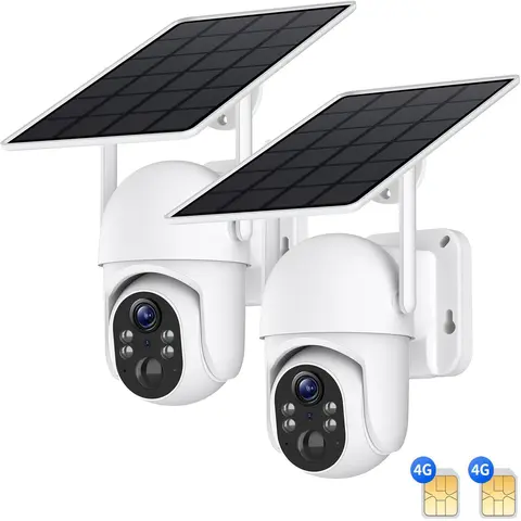 Solar Powered 4G LTE Outdoor CCTV System Surveillance Camera - 10400mAh, PIR Alert, 2000P Color Night Vision, 360° Live View, 2-Way Talk, Built-in SIM Card, Micro SD Compatible, 1000(g), No WiFi Needed, Remote Monitoring for Farms, Off-Grid Areas