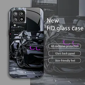 Black Racing drop-resistant glass phone case suitable for [Galaxy A42 5g] protective film full cover protective glass back panel skin-friendly feel 995
