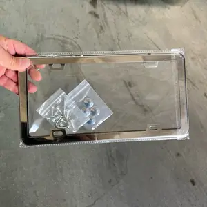 Chrome License Plate Frames Set of 2 with Hardware Kit for Car Accessories Automotive Vehicle Replacement