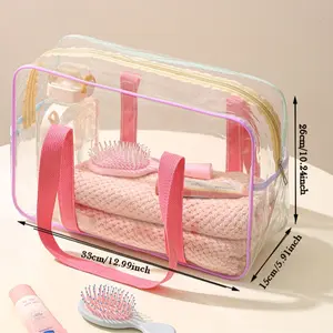 Transparent PVC Makeup Bag, Waterproof Travel Organizer, Beach Storage Pouch, Ideal for Business Trips, Swimming, and Daily Use