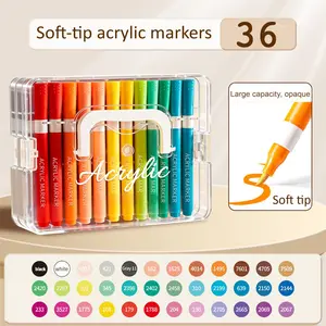 High-Quality Washable Acrylic Markers in Stackable Carry Box, Color-Coded Pens with No Bleed Tips, Great for Kids Drawing, Sketching, Journaling, Perfect Gift Idea