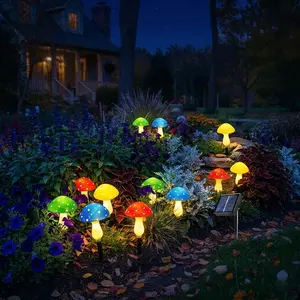2/4pcs Solar Powered Mushroom Shaped Garden Light 1 Set Outdoor Decorative Lamp Solar Garden Ambient LED Light for Yard Patio Path Solar Landscape Lights Outdoor Pathway Lighting copper decoration