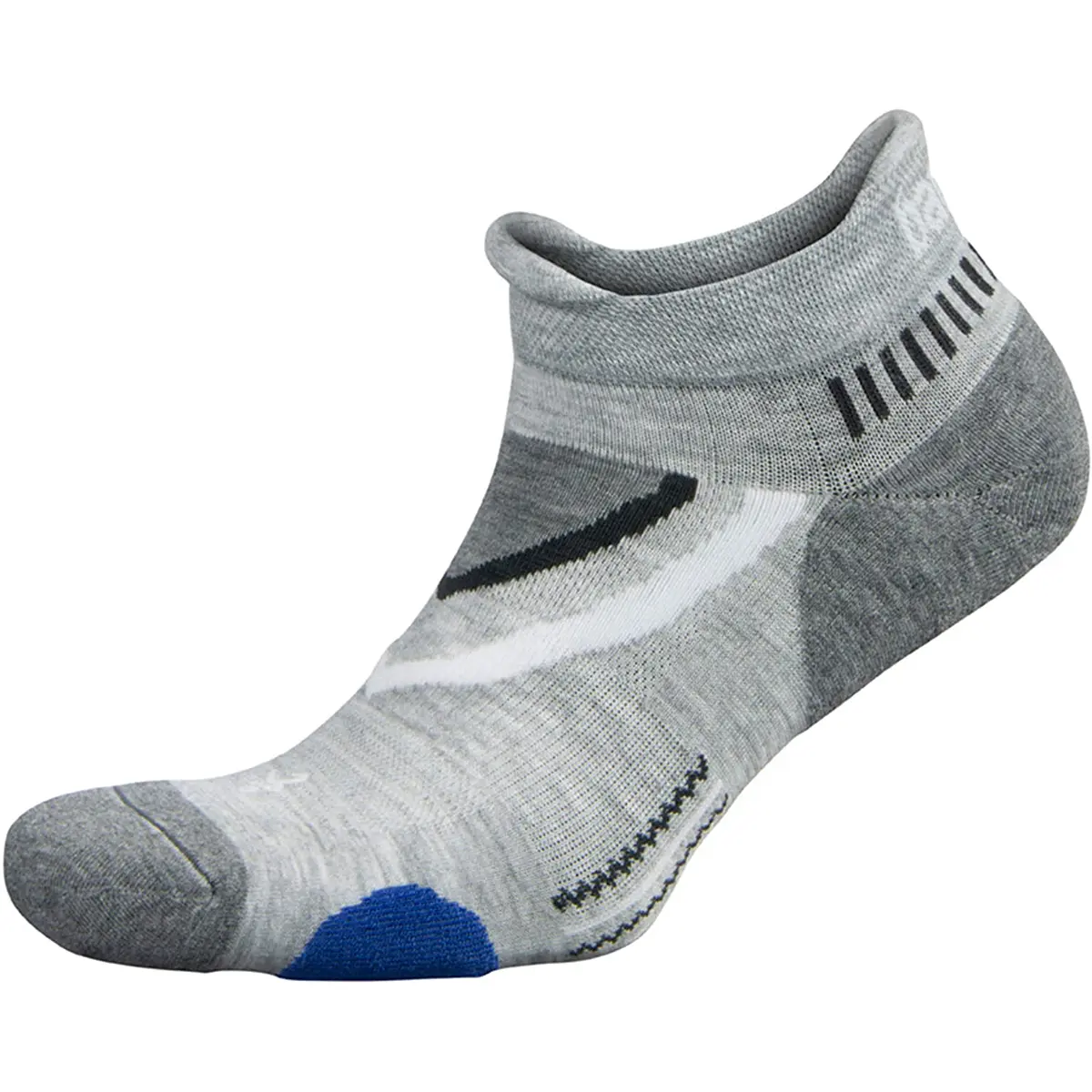 Balega UltraGlide No Show Running Socks - Midgray/Charcoal, Contoured Knit, Friction-Free Yarn, Quick-Drying, With Protector