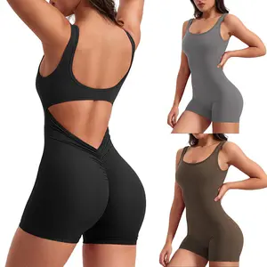 One Piece Workout Jumpsuits for Women Backless  Sleeveless Jumpsuits Yoga Romper