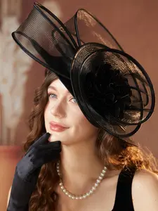 Elegant Veil Hat Accessory, Women's Fashion Party Headwear, Bride Wedding Hair Decor, Polyester Fiber & Spandex Net Cap