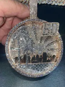 Customized cold palm tree slicing stick ice diamond pendant, customized rapper cold letter pendant jewelry, suitable for large gatherings, parties, and dates. Iced luxury Hawaiian vacation style custom pendant, wedding anniversary gift