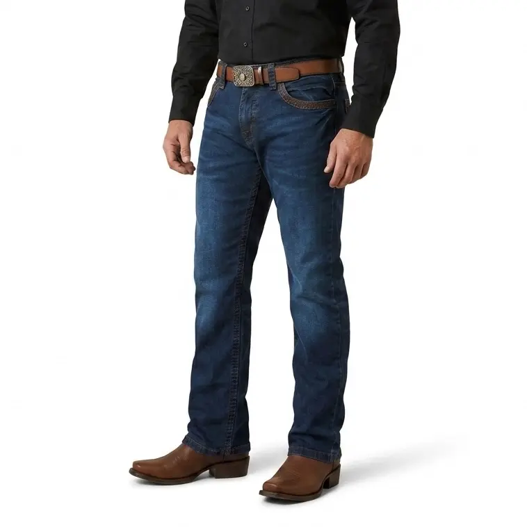 Menswear Classic Western Denim Jeans for Men - Durable, Comfortable Traditional-Style Casual Pants for Everyday Wear