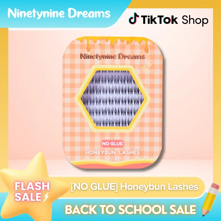 Ninetynine Dreams [NO GLUE] Honeybun Self-Adhesive Lashes | 12mm C Curl No Glue Required ress-On Lash Clusters - Spiky Anime Manhua Natural DIY Ultra-Thin Jelly Band False Eyelashes - Beginner Friendly Trendy Must-Have Easy Apply Lashes For Daily Makeup