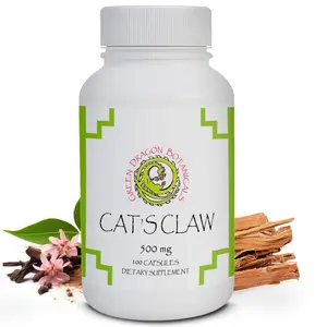 Green Dragon Botanicals Cat's Claw Uncaria Tomentosa Vine Bark 500 mg 100 Capsules Traditional Amazonian Herbal Supplement - Healthcare, Fitness