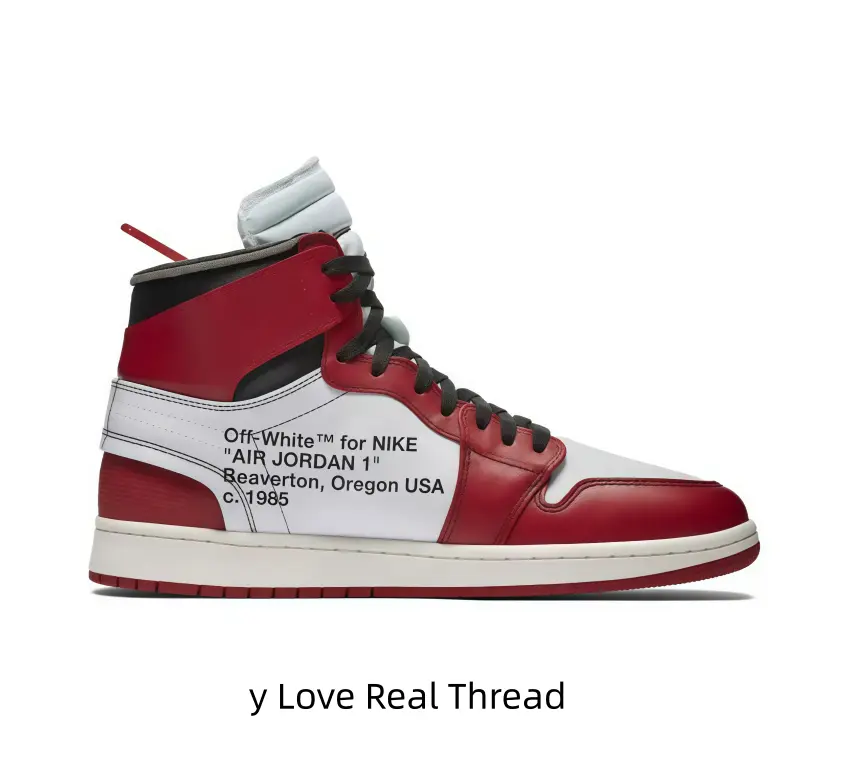Off-White Chicago red white deconstructed high-top collaborative retro sneakers Premium leather & canvas mixed upper, iconic tag detail, breathable thick lining, cushioned sole eases all-day walking fatigue, full original shoe box included, unisex sizing.