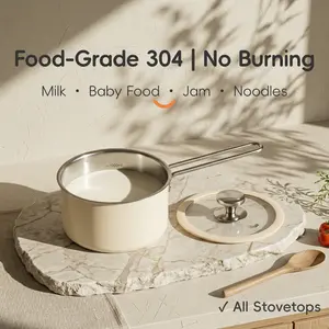 304 Beige thickened stainless steel milk Pots, non-stick pan Food grade suitable for induction cooker gas stove Modern Cookware , pots, butter pan Kitchen pots